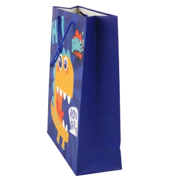 Papirnata Poklon Vrećica S Dinosaurima Plava 32 × 26 × 10 Cm 3