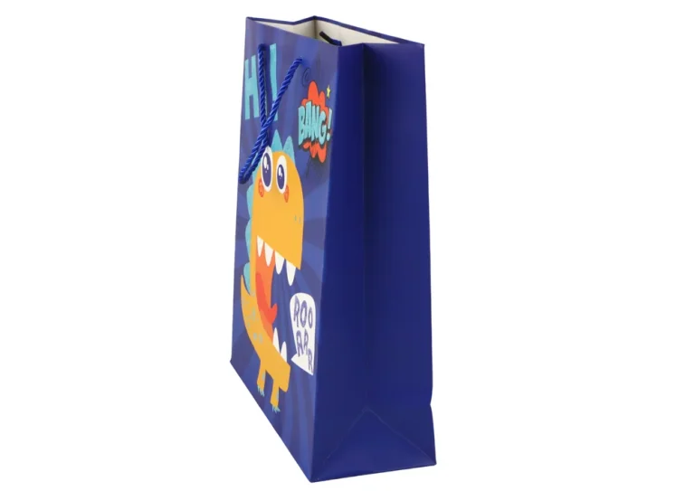 Papirnata Poklon Vrećica S Dinosaurima Plava 32 × 26 × 10 Cm 3