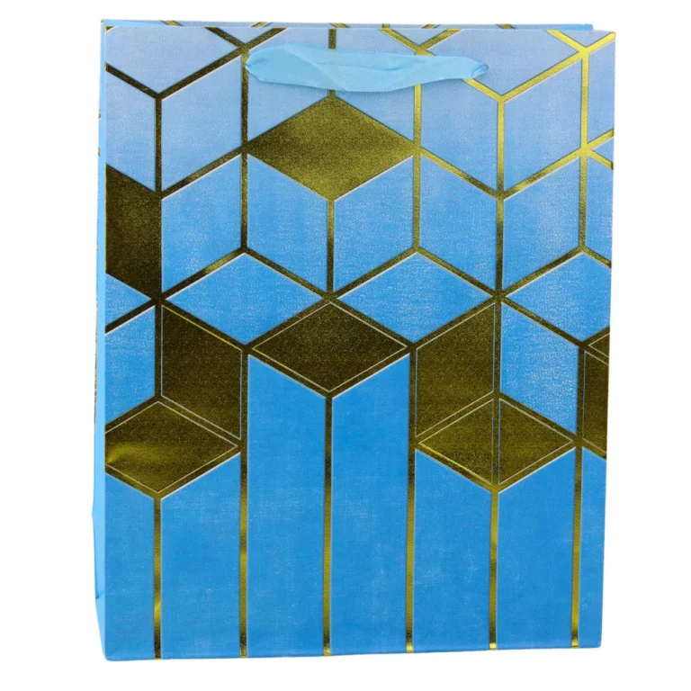 Papirnata Poklon Vrećica S Geometrijskim Uzorcima, Zlatna, 32 X 26 X 12 Cm 5