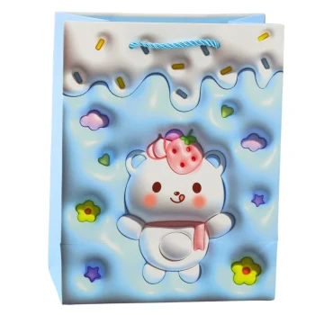 Papirnata Poklon Vrećica S Medvjedićem U Pastelnim Bojama 23 X 18 X 10,5 Cm 3