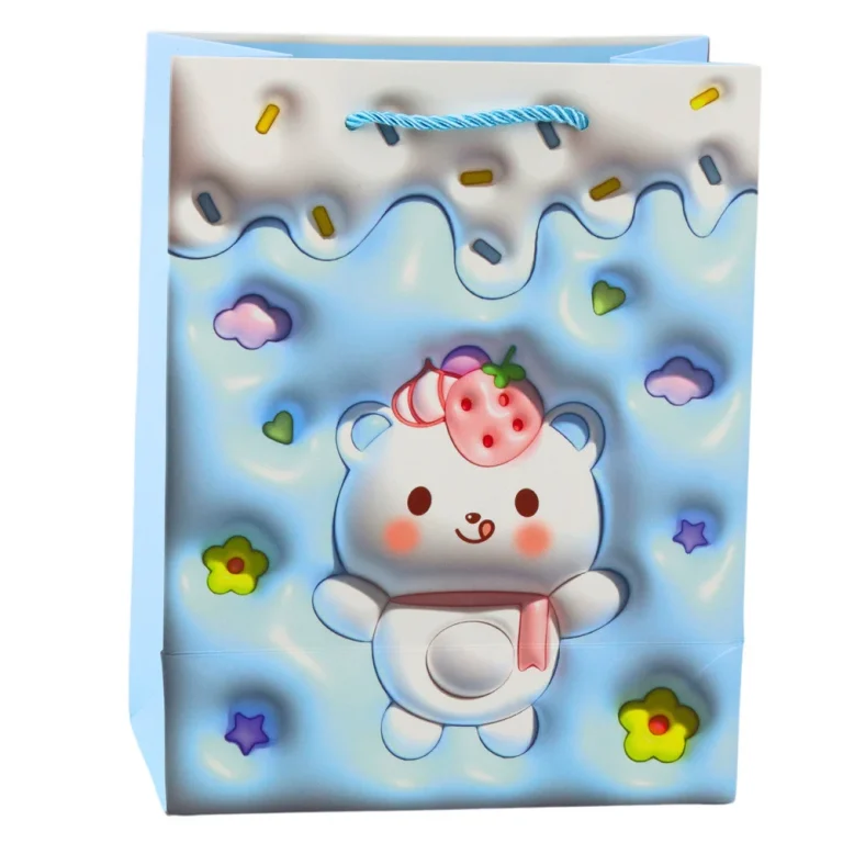 Papirnata Poklon Vrećica S Medvjedićem U Pastelnim Bojama 23 X 18 X 10,5 Cm 3