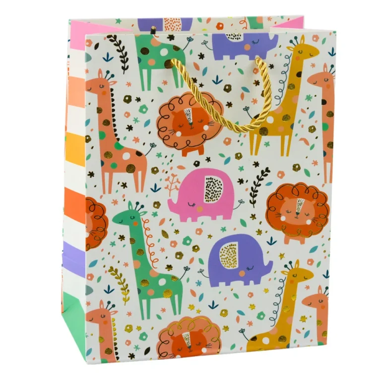 Papirnata Poklon Vrećica Sa Safari životinjama 23 X 18 X 10,5 Cm 5