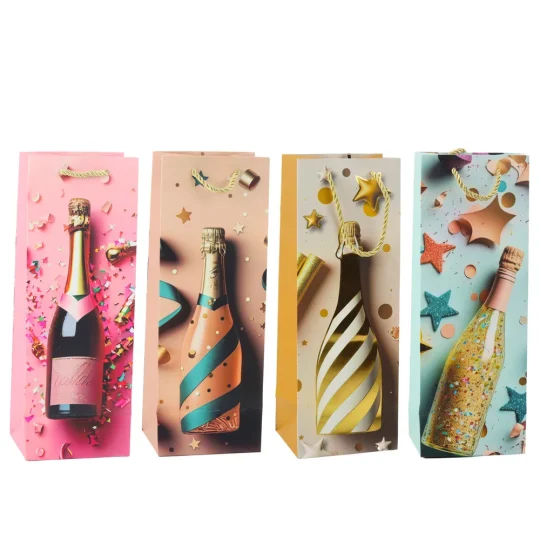 Papirnata Poklon Vrećica Za Bocu šampanjca Pastelni 35 X 12 X 9 Cm 1
