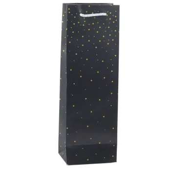 Papirnata Poklon Vrećica Za Vinske Boce Sa Zlatnim Točkicama 35 X 12 X 9 Cm 2
