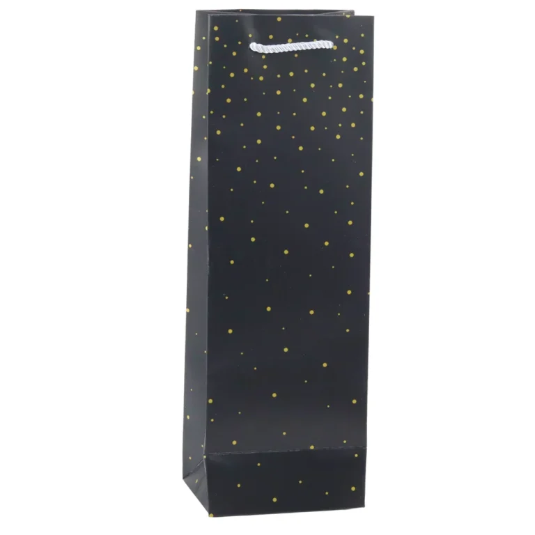 Papirnata Poklon Vrećica Za Vinske Boce Sa Zlatnim Točkicama 35 X 12 X 9 Cm 2
