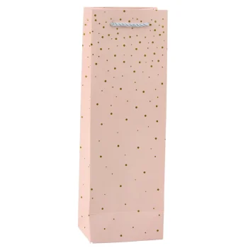 Papirnata Poklon Vrećica Za Vinske Boce Sa Zlatnim Točkicama 35 X 12 X 9 Cm 3