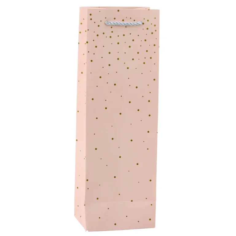 Papirnata Poklon Vrećica Za Vinske Boce Sa Zlatnim Točkicama 35 X 12 X 9 Cm 3