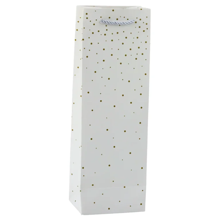 Papirnata Poklon Vrećica Za Vinske Boce Sa Zlatnim Točkicama 35 X 12 X 9 Cm 4