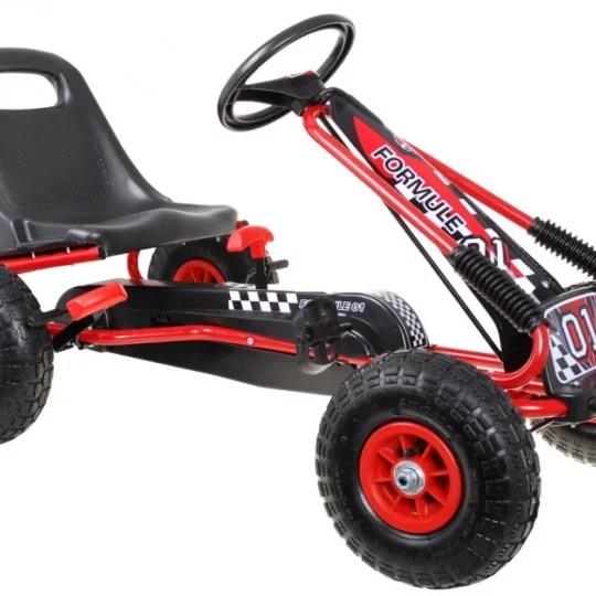 Pedalni Go Kart Air Za Djecu 3+ Crveni + Napuhane Gume + Podesivo Sjedalo 1
