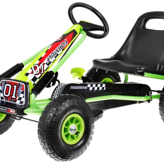 Pedalni Go Kart Air Za Djecu 3+ Zeleni + Napuhane Gume + Podesivo Sjedalo 1