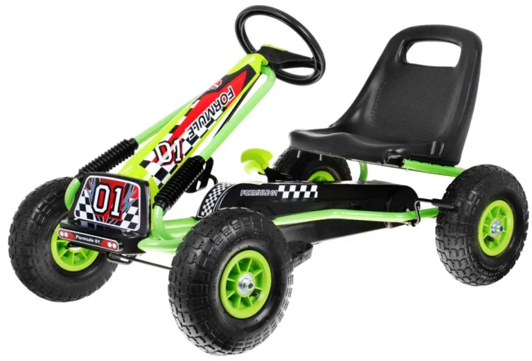 Pedalni Go Kart Air Za Djecu 3+ Zeleni + Napuhane Gume + Podesivo Sjedalo 1