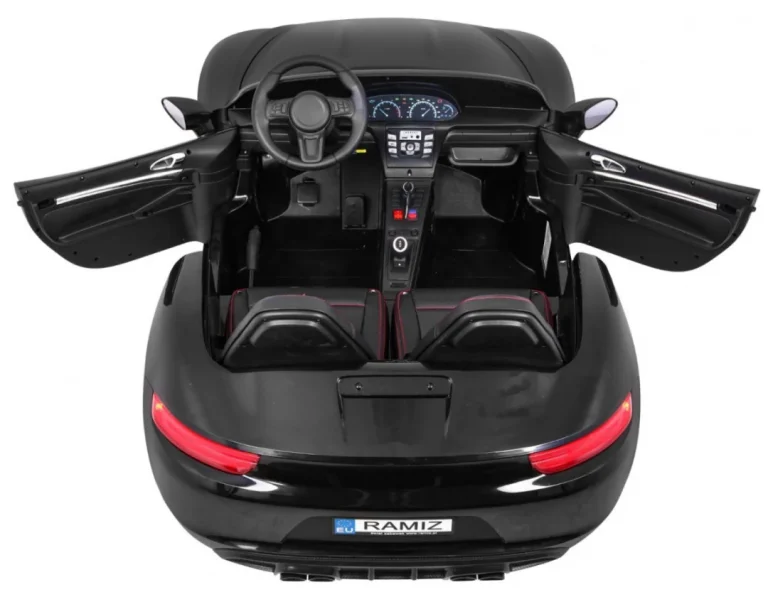 Perfecta Auto Za 2 Djece Crni + Napuhani Kotači + Motor Bez četkica + Mp3 Led + Sporo, Crna Auto Na Akumulator 8