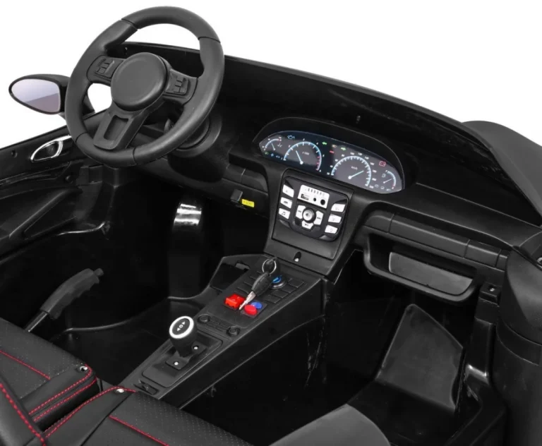Perfecta Auto Za 2 Djece Crni + Napuhani Kotači + Motor Bez četkica + Mp3 Led + Sporo, Crna Auto Na Akumulator 9