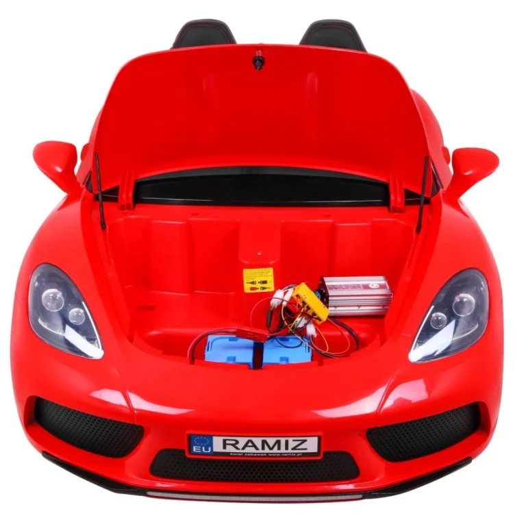 Perfecta Auto Za 2 Djece Crveni + Napuhani Kotači + Motor Bez četkica + Mp3 Led + Sporo, Crvena Auto Na Akumulator 12