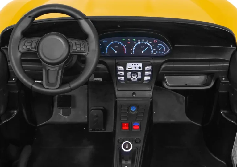 Perfecta Automobil Za 2 Djece Žuti + Napuhani Kotači + Motor Bez Četkica + Mp3 Led + Sporo, žuta Auto Na Akumulator 10