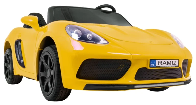 Perfecta Automobil Za 2 Djece Žuti + Napuhani Kotači + Motor Bez Četkica + Mp3 Led + Sporo, žuta Auto Na Akumulator 12