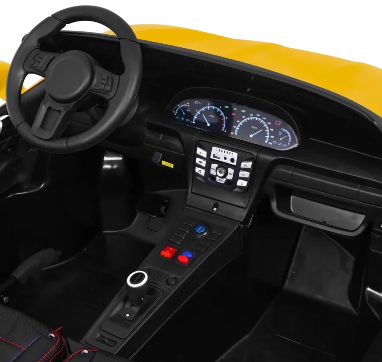 Perfecta Automobil Za 2 Djece Žuti + Napuhani Kotači + Motor Bez Četkica + Mp3 Led + Sporo, žuta Auto Na Akumulator 8