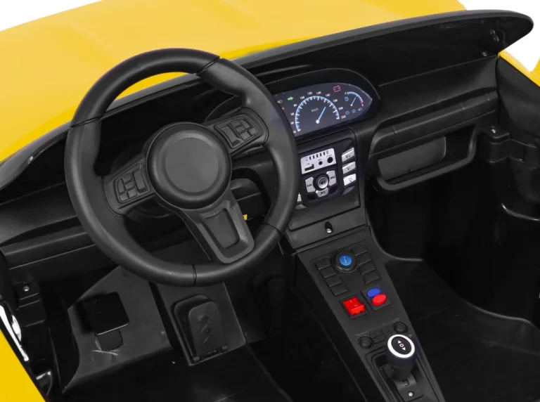 Perfecta Automobil Za 2 Djece Žuti + Napuhani Kotači + Motor Bez Četkica + Mp3 Led + Sporo, žuta Auto Na Akumulator 9