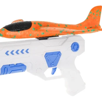 Pištolj Bacač Bijeli + Stiropor Avion Narančasti 6+ 2