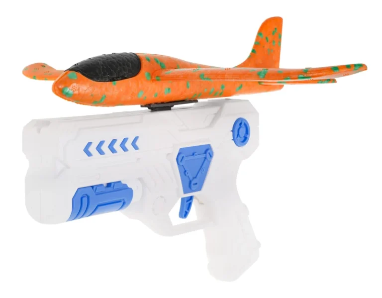 Pištolj Bacač Bijeli + Stiropor Avion Narančasti 6+ 5