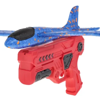 Pištolj Bacač Crveni + Stiropor Avion Plavi 6+ 4