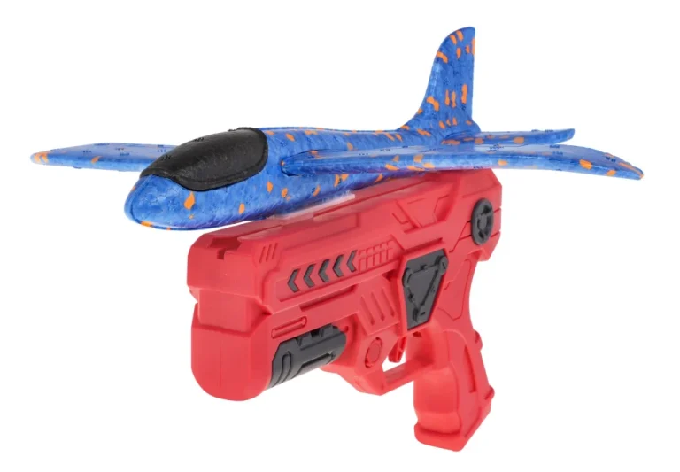 Pištolj Bacač Crveni + Stiropor Avion Plavi 6+ 4