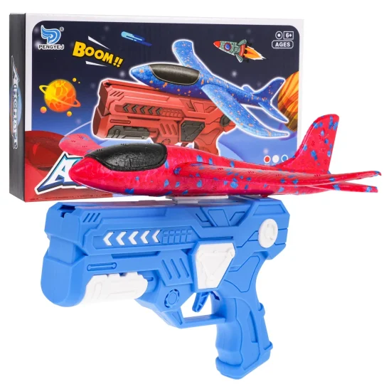 Pištolj Bacač Plavi + Stiropor Avion Crveni 6+ 1