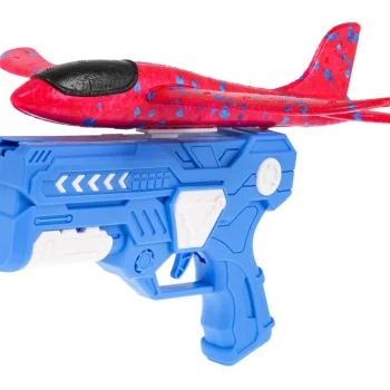 Pištolj Bacač Plavi + Stiropor Avion Crveni 6+ 2
