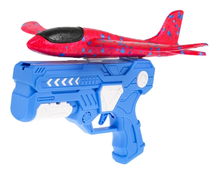 Pištolj Bacač Plavi + Stiropor Avion Crveni 6+ 2
