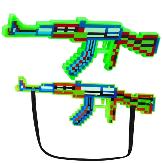 Pixel Puška Oružje Svjetla Zvukovi Lasersko Zelena 45 Cm 1