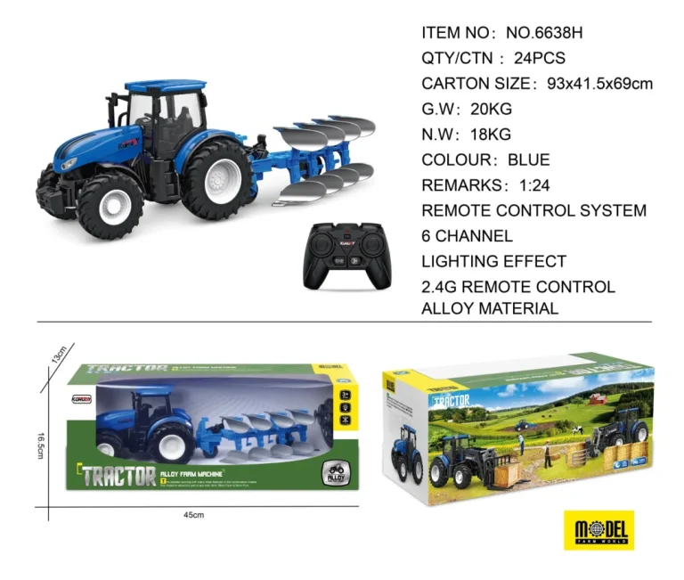 Plavi R/c Traktor S Plugom 1:24 1