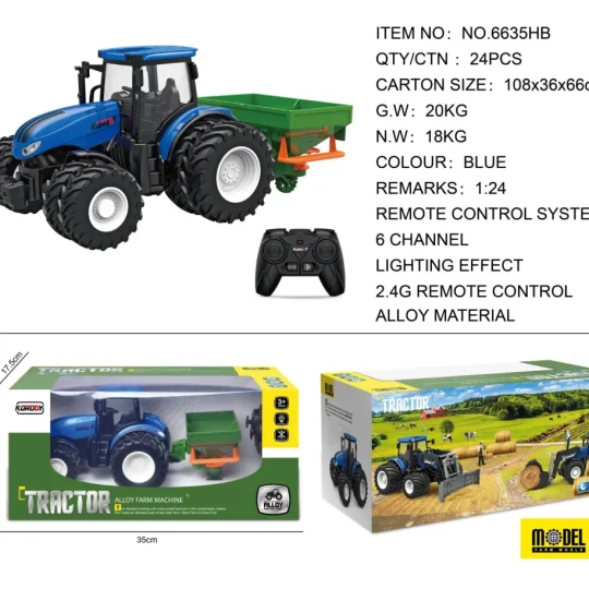 Plavi R/c Traktor Sa Sijačicom 1