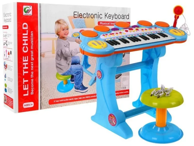 Plavi Glazbeni Set S Klavijaturom, Bubnjem I Mikrofonom 3+ 1