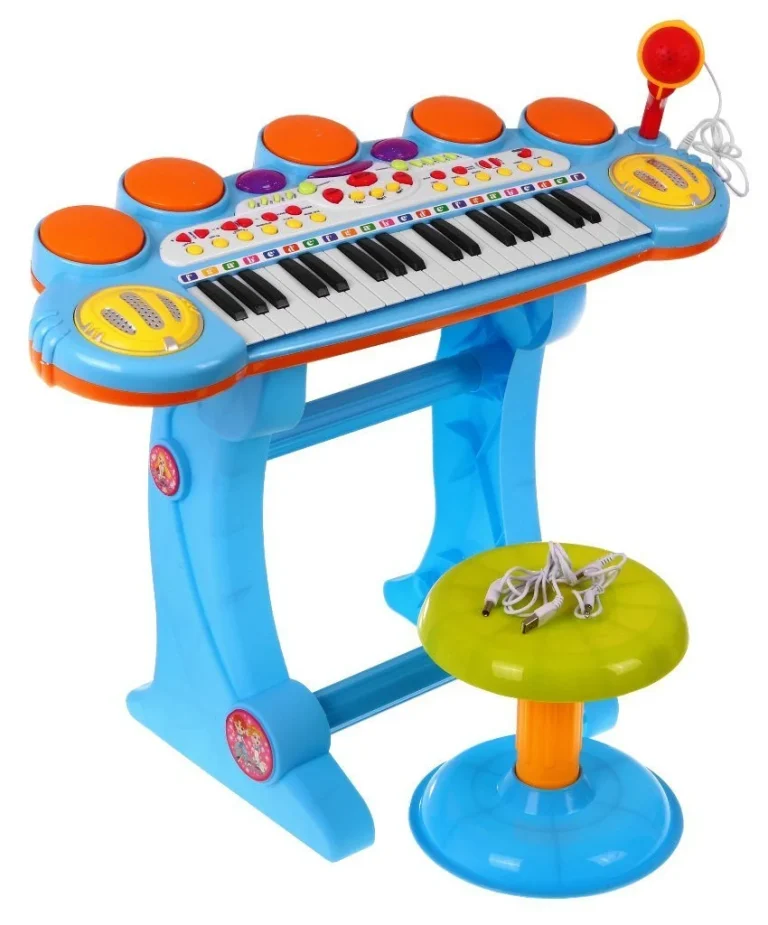 Plavi Glazbeni Set S Klavijaturom, Bubnjem I Mikrofonom 3+ 2