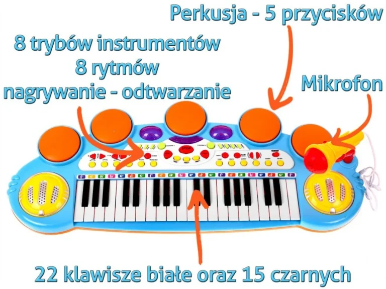 Plavi Glazbeni Set S Klavijaturom, Bubnjem I Mikrofonom 3+ 4