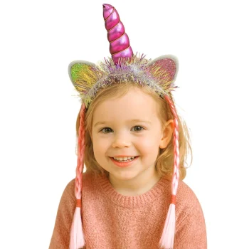 Pletenice Za Kosu S Ušima Jednoroga I Rogom, Ružičaste 3