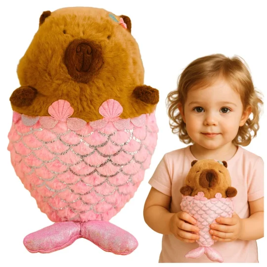 Plišana Igračka Kapibara Sirena Roza 28 Cm 1