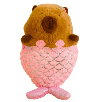 Plišana Igračka Kapibara Sirena Roza 28 Cm 3