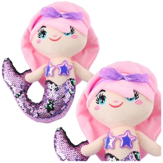 Plišana Igračka Sirene S Repom, šljokicama, Dvobojna, Ljubičasta, 28 Cm 1