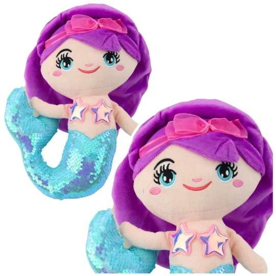 Plišana Igračka Sirene S Repom, šljokicama I Tirkiznim Motivom 28 Cm 1