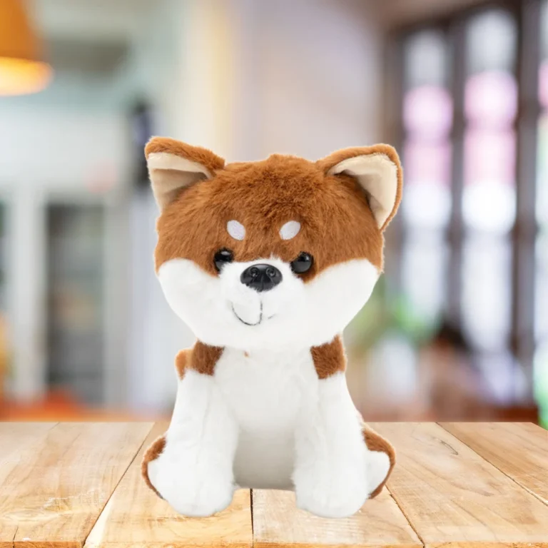 Plišana Maskota Igračka Mali Pas Shiba Inu Bijela Smeđa 20 Cm 2