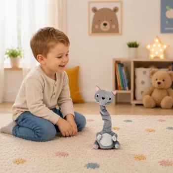 Plišana Plesna Mačka Interaktivna Igračka Glazbeni Zvukovi Maskota Siva 4