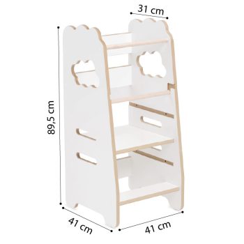 Plush Nest Dječji Kuhinjski Pomoćnik, Kuhinjska Stolica, Kuhinjski Pomoćnik, 3 Razine, Bijela, Oblak, Drvena 6
