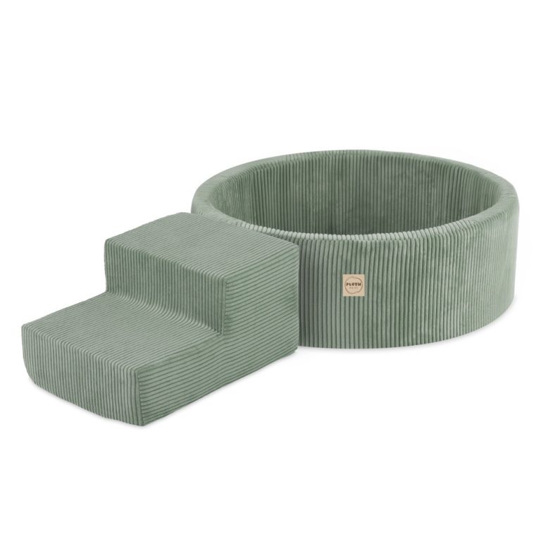 Plush Nest Igralište Suhi Bazen 90x30 + Stepenica (+200 Loptica: Biserna, Biserna Mint, Srebrna), Zelena, Vrhunski 4