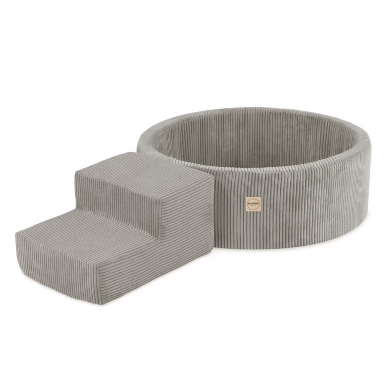 Plush Nest Igralište Suhi Bazen 90x30 + Stepenica (+200 Loptica: Biserna, Zlatna, žuta), Bež, Vrhunski Kord 4
