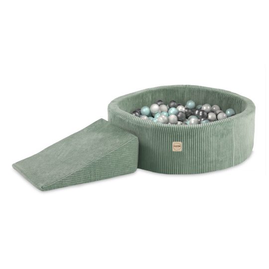 Plush Nest Igralište Suhi Bazen 90x30 + Trokut (+200 Loptica: Biserna, Biserno Mentolna, Srebrna), Zelena, Vrhunski 1