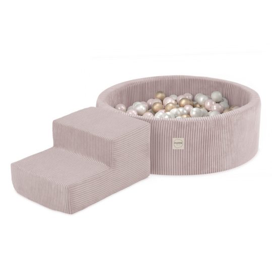 Plush Nest Igralište Suhi Bazen + Kamen Za Stepenice (+200 Loptica: Biserne, Zlatne, Biserno Svijetlo Ružičaste), Svijetle P 1