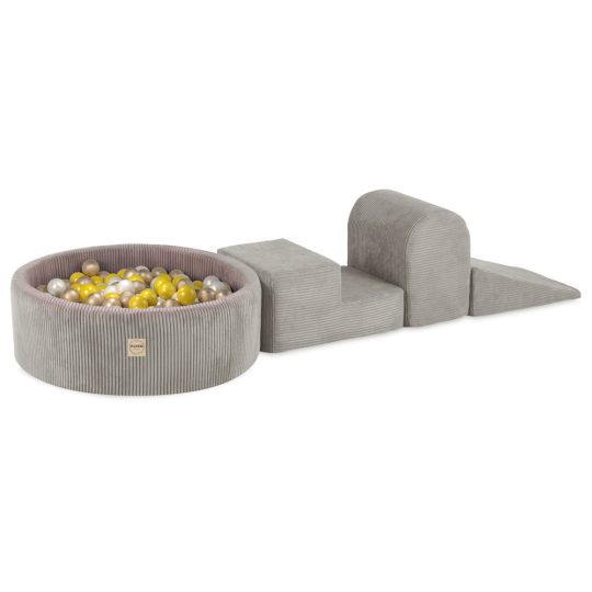 Plush Nest Igralište S 3 Elementa + Suhi Bazen 90x30 (+200 Loptica: Biserna, Zlatna, žuta), Bež, Vrhunski 1