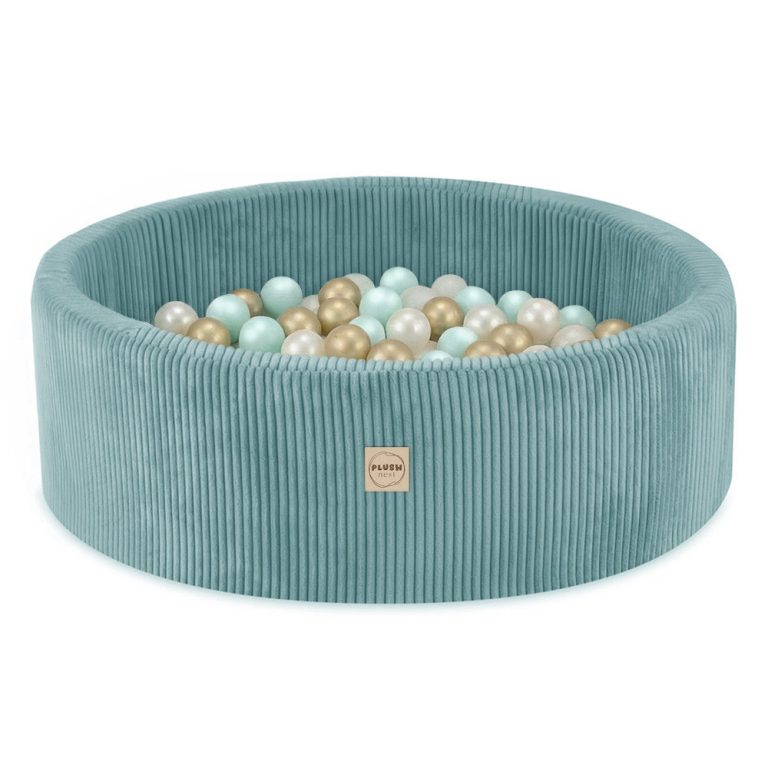 Plush Nest Jama S Lopticama, Plava, Okrugla, Vrhunski Kord, 90x30, 200 Loptica: Biserna, Menta 1