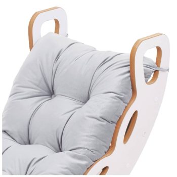 Plush Nest Mala Ljuljačka 4 U 1 Ljuljačka + Zid Za Penjanje/tobogan + Jastuk (baršunasto Siva), Bijela Drvena Ploča 9